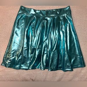 Medium Metallic Turquoise Pleated Skirt